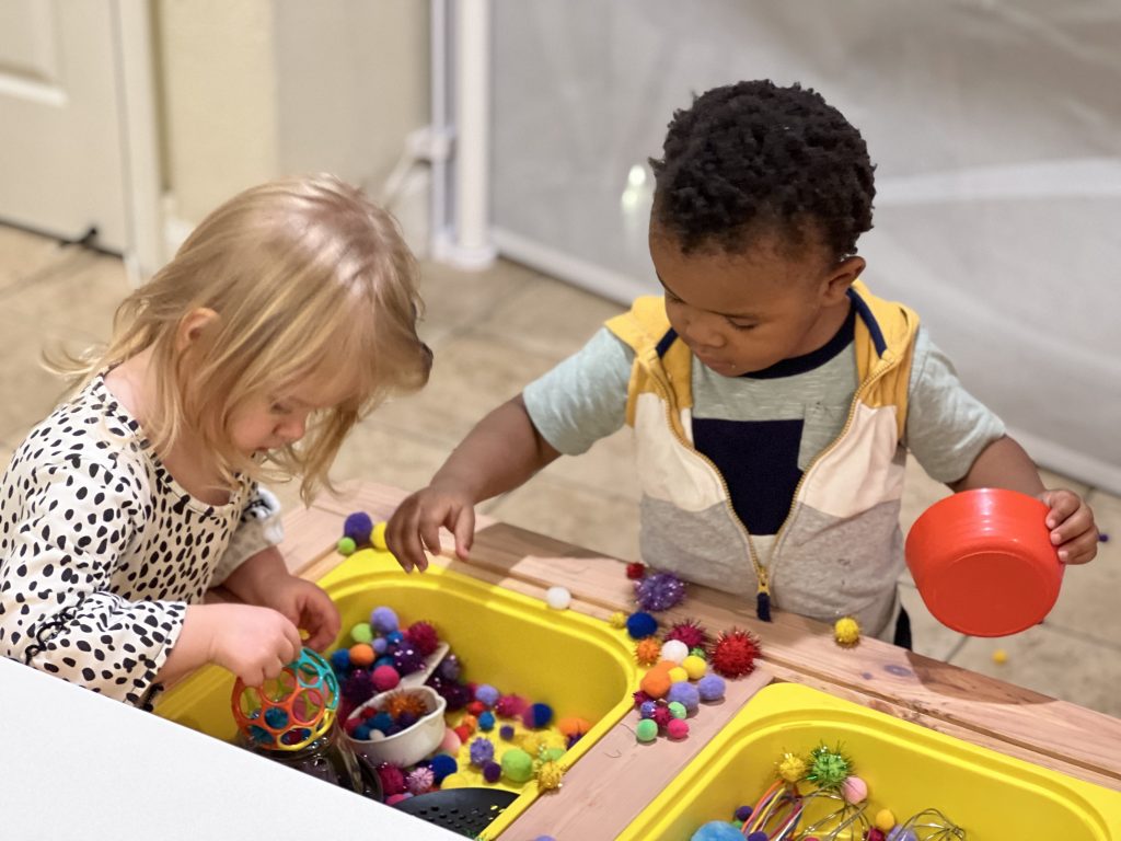 Students at Happy Daycare in Antioch learn the Reggio Emilia method while in sensory play